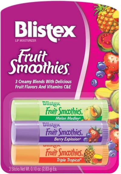 Blistex Fruit Smoothies - 3-pack hydraterende fruit lippenbalsem - verzachtend, fruitig, hydraterend