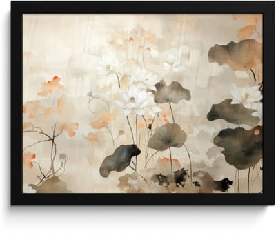 Poster in lijst - Fotolijst 40x30 cm - Posters - Bloemen - Japandi - Wabi sabi - Posterlijst zwart - Decoratie - Wanddecoratie woonkamer - Muurdecoratie slaapkamer