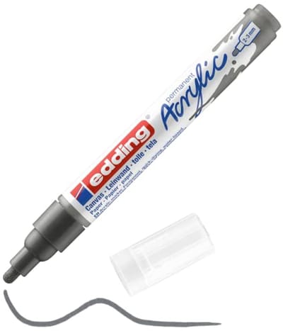 Acrylmarker Medium - Grijs - 1 Watervaste Acrylstift met Ronde Punt 2-3 mm - Perfect voor Canvas, Papier en Hout