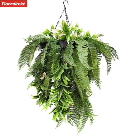 FLOORDIREKT Hangplant Rainforest - Kunstmatige Groene Plant voor Stijlvolle binnen- en Buitendecoratie