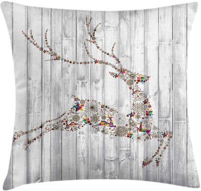 New Bed Hert Kerst Dieren Rustiek Decoratieve Kussenhoes met Rits Dubbelzijdige Print voor Woonkamer Upgrade,46cm x 46cm