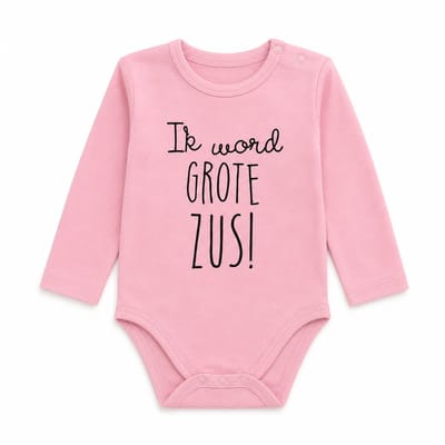 Baby Rompertje met tekst Hoera ik word grote zus meisje - Zwangerschapsaankondiging - Lange mouw - roze - maat 98-104 zwangerschap aankondiging