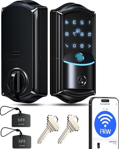 Slim Deurslot - Sleutelloos Deurbeslag - Huis Toegang - Ingebouwd Wifi - IP65 Waterdicht - Mat Zwart