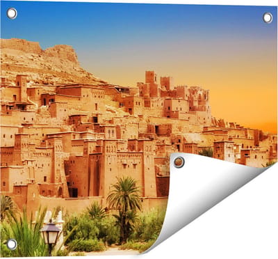Gards Tuinposter Kasbah Ait Ben Haddou Stad in Marokko - 50x40 cm - Tuindoek - Tuindecoratie - Wanddecoratie buiten - Tuinschilderij