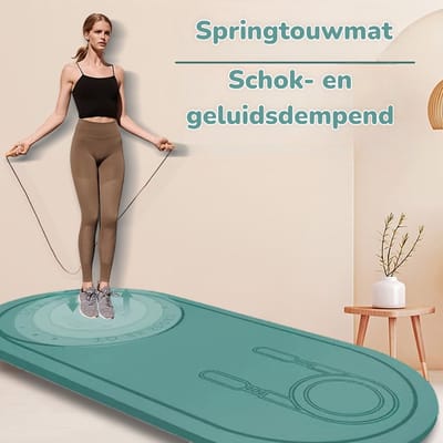 Dutchers® Springtouwmat incl draagtas - Springtouw - Fitnessmat - Yogamat - Trainingsvloer - Gymnastiekmat - Turnmat - Vloer - Mat - Extra dik