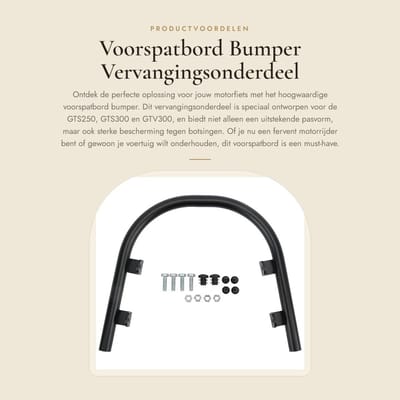 Dailygoods- Voorspatbord Sterke Bescherming - Vervanging GTS250/GTS300/GTV300 - Hoogwaardig Staal - Waterdicht - 4 Stuks - Bumperontwerp - Spatbord