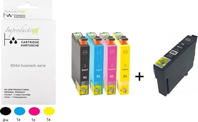 Improducts® 1x multipack + Zwart 604xl / 604 inkt cartridges geschikt voor Epson Expression Home XP 2200 2205 3200 3205 4200 4205 Workforce WF 2910DWF 2930DWF 2935DWF 2950DWF 5x cartridges