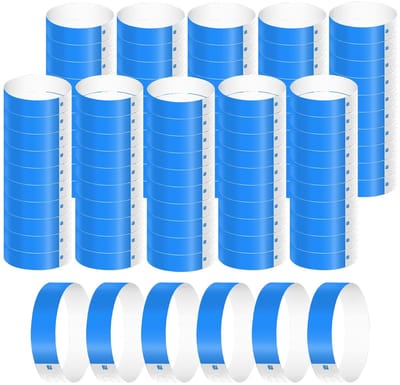 Dailygoods- Polsbandjes 1000 Stuks - Waterdichte Papieren Armbanden - Neon Blauw - Evenementen/Festivals - 25x1,9 cm - Betrouwbaar Materiaal - Eventbandjes