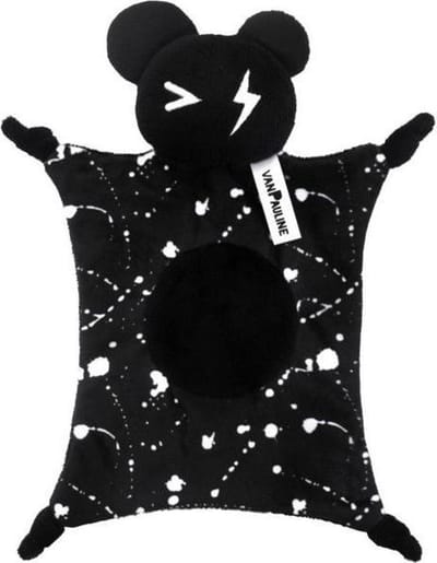 vanPauline knuffeldoekje Bear Black Zwart