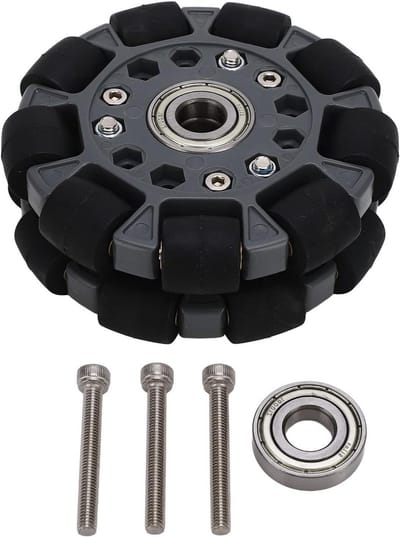 Robot Omni Wiel - Universeel Wiel - Robotica Projecten - 360 Graden Rotatie - 100 Mm Diameter - Zwart Grijs