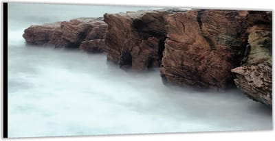 KuijsFotoprint - Schilderij - Rotsen Met Mist - Wit En Bruin - 100 X 200 Cm