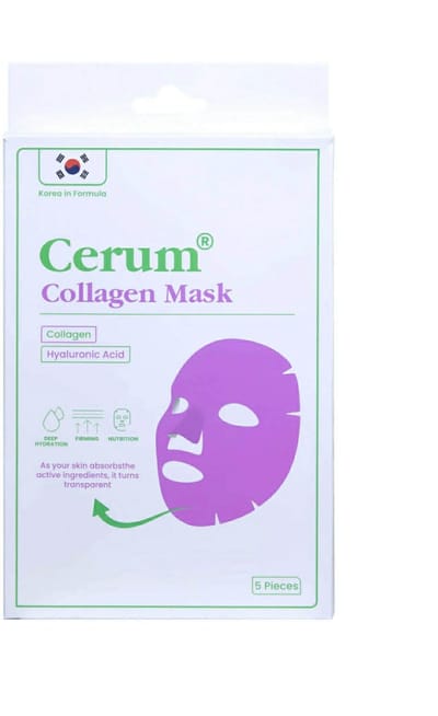 Cerum Collagen Mask Gezichtsmasker 34 ml – Met Collageen & Hyaluronzuur – Hydraterend en Verstevigend Sheet Mask