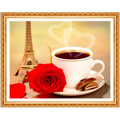 Diamant broderie café 5d bricolage diamant peinture pleine ronde diamant peinture 20X30CM white