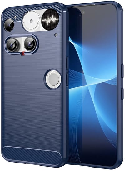 Geborsteld TPU Hoesje Geschikt voor Nothing Phone (3) | Beschermhoes | Back Cover | Flexibel TPU | Stijlvol Carbon | Dun | Blauw