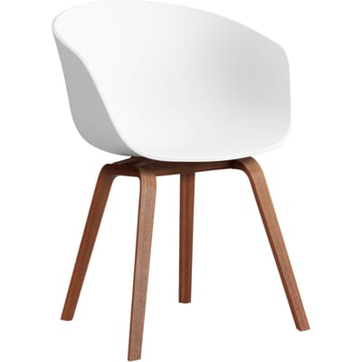 HAY About A Chair AAC 22 - Standaard glijders kunststof - notenhout gelakt (op waterbasis) - white 2.0
