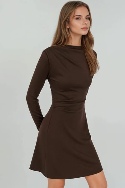 Gekleed Mini-jurk met Ronde Hals