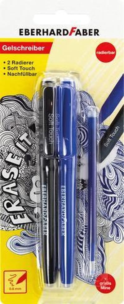 Eberhard Faber rollerbal - 2 stuks - Erase-it - blauw en zwart - EF-582103
