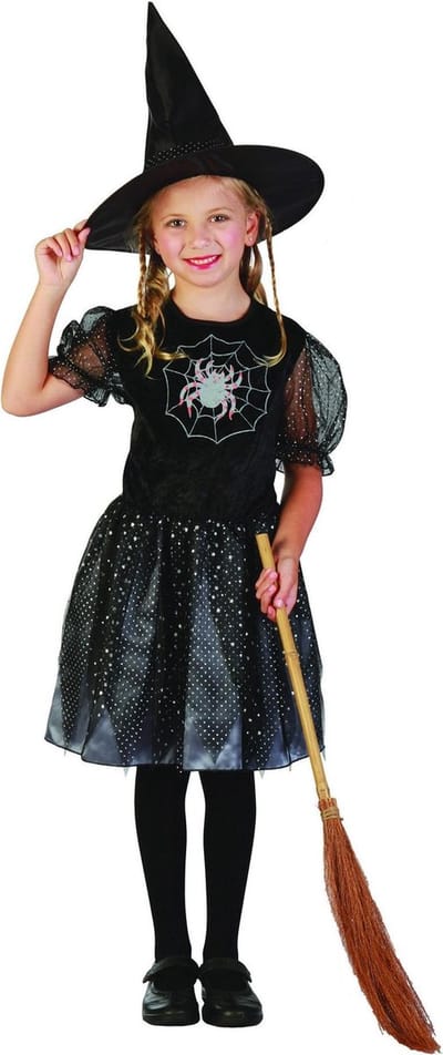 Spinnen heksen kostuum voor meisjes - Halloween verkleedkleding - Maat 104/116