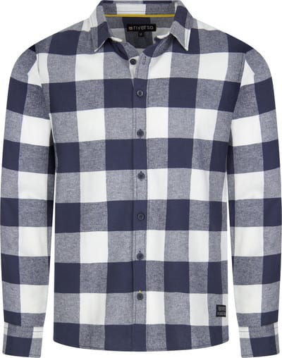 riverso Heren Overhemd RIVArne regular fit Blauw S Volwassenen 100% katoen - Flanellen overhemd