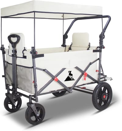 Opvouwbare Bolderkar met Dak - Multifunctionele Transporthandwagen met 120 kg Draagvermogen en 360° Voorwielen