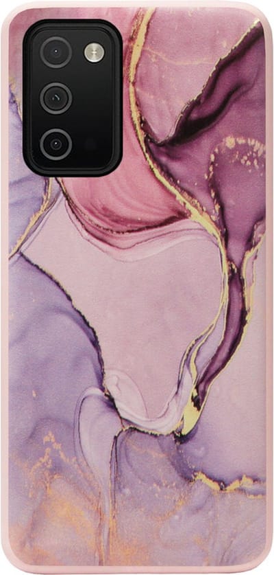 ADEL Siliconen Back Cover Softcase Hoesje Geschikt voor Samsung Galaxy A03s - Marmer Roze Goud Paars