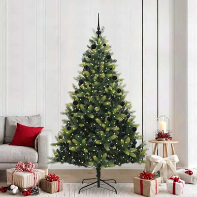 vidaXL - Kunstmatige - Scharnierende - Kerstboom - 300 - LEDs - Groen - 210 - cm