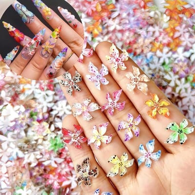 60 stuks bloemige nagelkunst hangers - 3D decoraties - Kleurrijke zomerse nageldecoratie