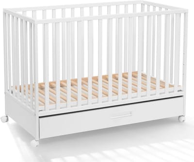 Multifunctioneel Babybed met Lade en Wieltjes - 120 x 60 cm - Instelbare Hoogte en ombouwbaar