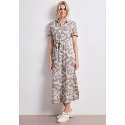 Maxi-jurk met overhemdkraag en print