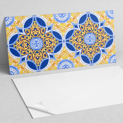 Coloray Wandpanelen Zelfklevend - Decoratief elegant motief PVC Wandpaneel - 100 cm x 50 cm - Blauw Wandbekleding Zelfklevend - 1 stuk - Mozaïeken Wandpanelen Zelfklevend - Wandpaneel Keuken - Wandpanelen Badkamer