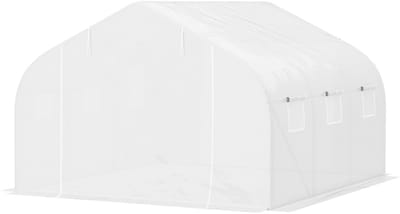 Killogood Tunnelkas - 6 oprolbare ramen - deur met ritssluiting - scheurvast folie - metalen frame - 4.45 x 3 x 2.05 m