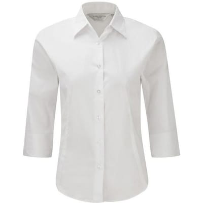 Russell Collectie Dames/Dames 3/4 Mouw Easy Care Gevoelig overhemd (Wit)