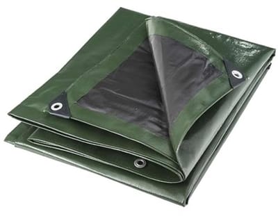 Multifunctioneel Waterdicht Dekzeil 4 x 5 m – Grijs en Groen – Sterk en UV-bestendig
