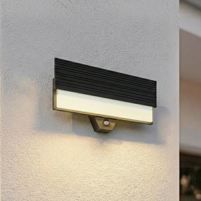 Lucande LED buiten wandlamp Melira, sensor, antraciet, IP65