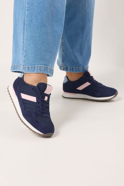 Yours Marineblauwe Colourblocksneakers In Extra Brede Eeepasvormsize 37EEE
