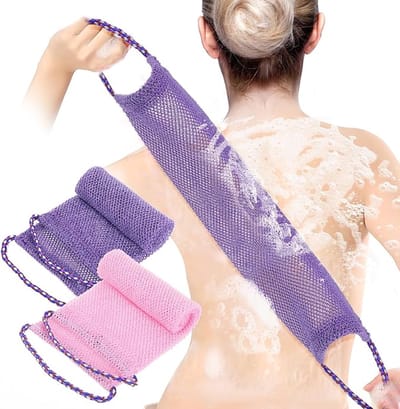 OIMG 2-Delig Afrikaans exfoliërend net - Afrikaanse netspons - Ghanaian net sponge Sapo spons - Afrikaanse exfoliërende premium badspons - exfoliërende rugscrub - Afrikaanse lange netspons - lange nylon handdoek voor alle huidtypen