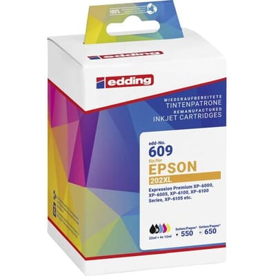 Edding Inktcartridge vervangt Epson T02G7, T02G1, T02G2, T02G3, T02G4, T02G5, 202XL Compatibel Combipack Zwart, Foto zwart, Cyaan, Magenta, Geel