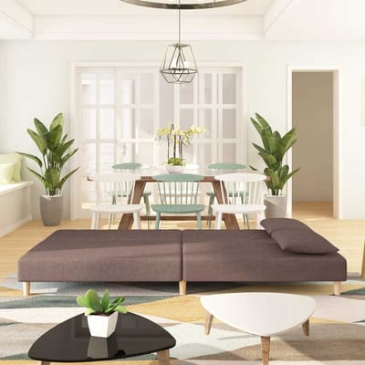 vidaXL - Slaapbank - 2-zits - met - 2 - kussens - stof - taupe