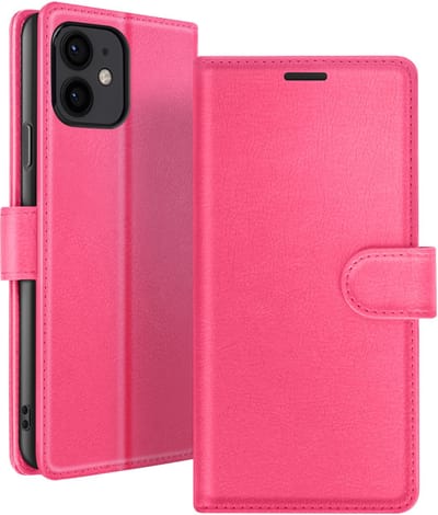 Zanae, Hoesje geschikt voor iPhone 12 mini - Wallet Case & Magneetsluiting, Fuchsia