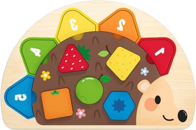 Houten Puzzels Voor Peuters 1-3, Houten Baby Vormen Sorteren Speelgoed Egel, Educatief Speelgoed Voor Kinderen Thuis Peuterspeelzaal Speelkamer Auto School Familie Jongens Meisjes