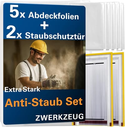 Stofbeschermingsdeuren set van 2 met ritssluiting | 1,20 x 2,20 m | Waterdicht en extra sterk