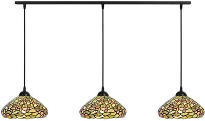 3 x Tiffany Settle Down lampen aan plafondbalk - Art Deco Trade
