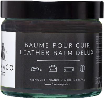 Famaco meubel leder poets cream - Leather balm 300 ml kleur donker bruin. Baume Lederen balsem herstelt: lederen meubels, kleding en lederwaren.