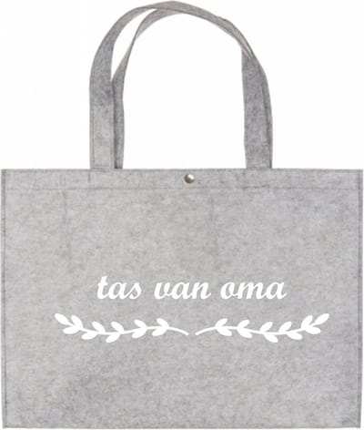 Tas Van Oma - Licht Grijze Vilten Tas - Cadeautje Voor Oma - Shopper Van Vilt - Licht Grijze Vilten Tas Met Hengsels A3 Formaat