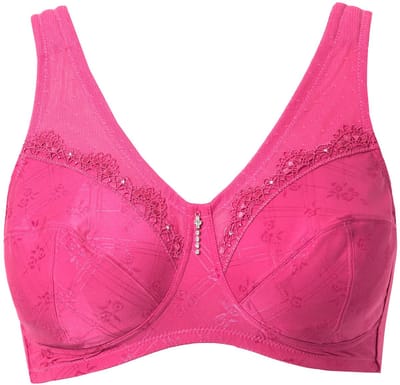 Ulla Popken - Dames - Ontlastingsbeha zonder beugel kant - Mat roze - Maat 100E