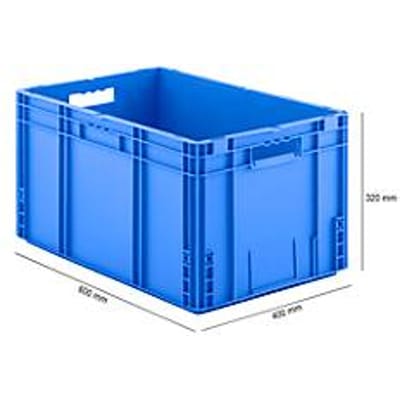 Stapelbak Eurobox MF 6320 - polypropeen - L 600 x B 400 x H 320 mm - 62,3 L  - open handgrepen - blauw