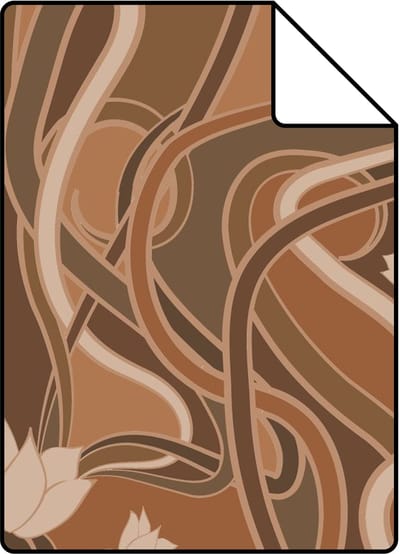 Proefstaal ESTAhome behang vintage bloemen in art nouveau stijl terracotta bruin - 26.5 x 21 cm - 139898-S