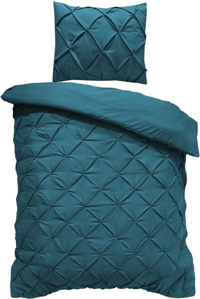 Husch Pintuck Dekbedovertrek - 140x200/220 + 1 x Kussensloop 60x70 - Petrol