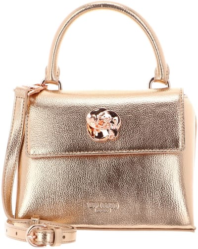 Ted Baker schoudertas Rosami Rose Detail Mini Metallic Top Handle Bag Rosegold roségoudkleurig