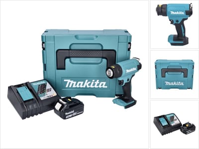 Makita DHG 180 RT1J accu-heteluchtpistool 18 V 550 °C + 1x accu 5,0 Ah + oplader + Makpac